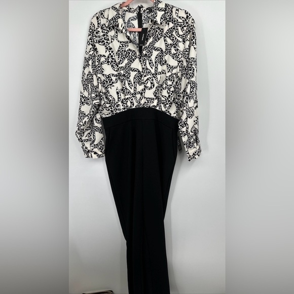 Express Printed Long Sleeve Portofino Shirt Jumpsuit - Size M $108 - Picture 5 of 10